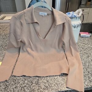Calvin Klein Light Tan Ribbed Top